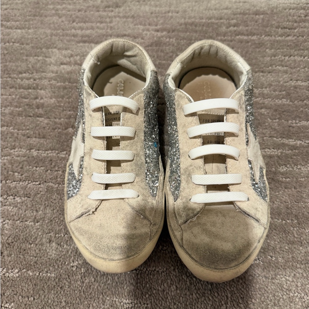 Golden goose kids Beige Glitter Accent Sneakers